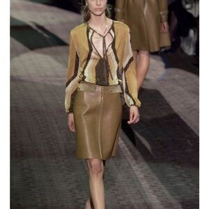 GUCCI Tom Ford for Gucci Runway Gold Metallic Lurex Knit Long Sleeve Top